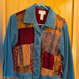J Jill denim and corduroy patchwork jacket